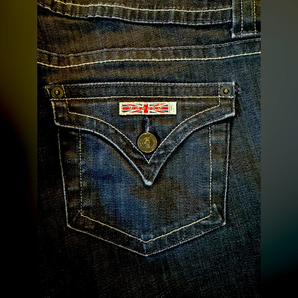 Hudson dark wash, low rise, boot cut Born in the USA jeans